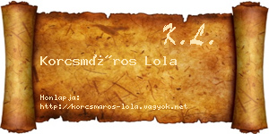 Korcsmáros Lola névjegykártya